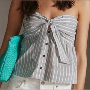 NWT Dolan Anthropologie Striped Strapless Bow Top Women's XL